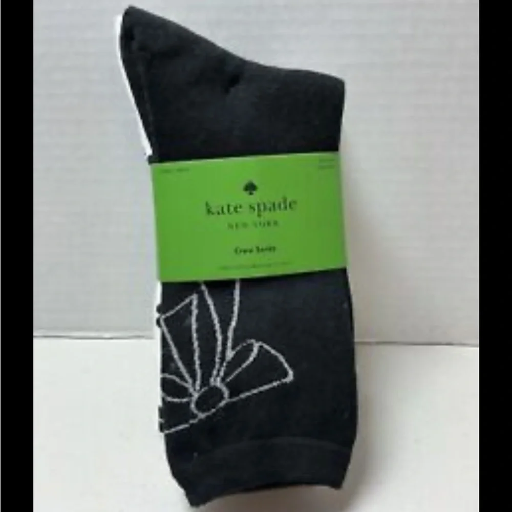 Kate Spade Crew Socks Bow Black & White 3pk‎ KSNY